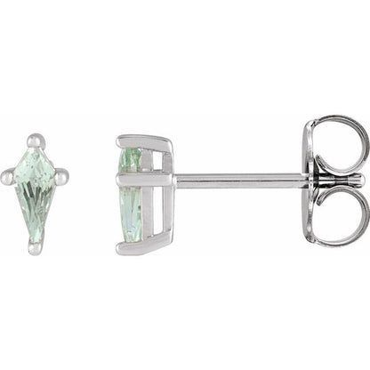 14K Yellow Lab-Grown Green Sapphire Earrings
