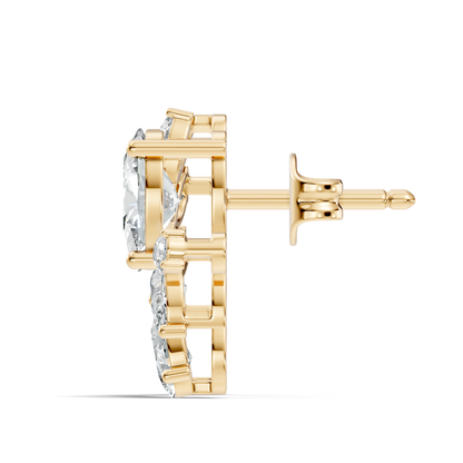 Oval and Pear Cut Lab Grown Diamond Unique Prong Stud Earring