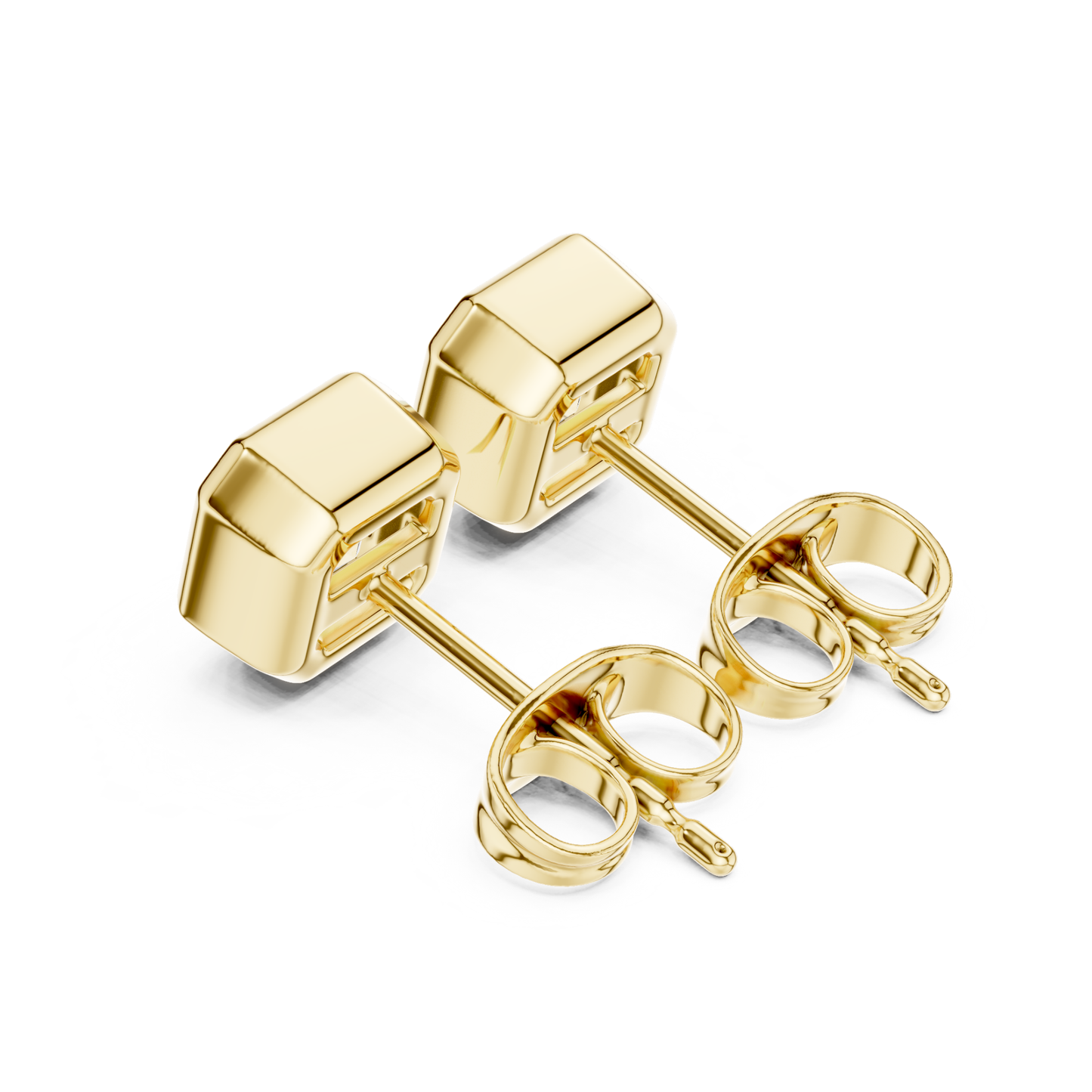 Asscher Cut Lab Grown Diamond Gold Stud Earrings
