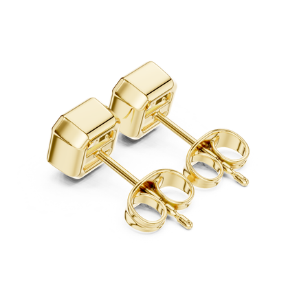 Asscher Cut Lab Grown Diamond Gold Stud Earrings