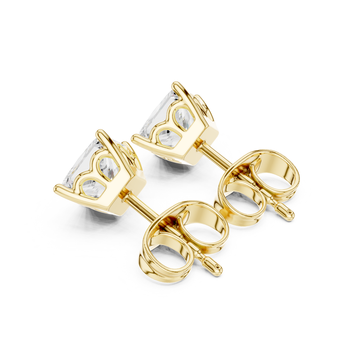 Princess Lab Grown Solitaire Prong Set Diamond Stud Earring