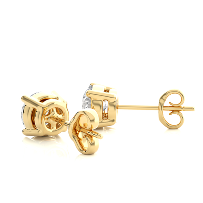 14K Yellow Gold Round Brilliant Cut Diamond Earrings