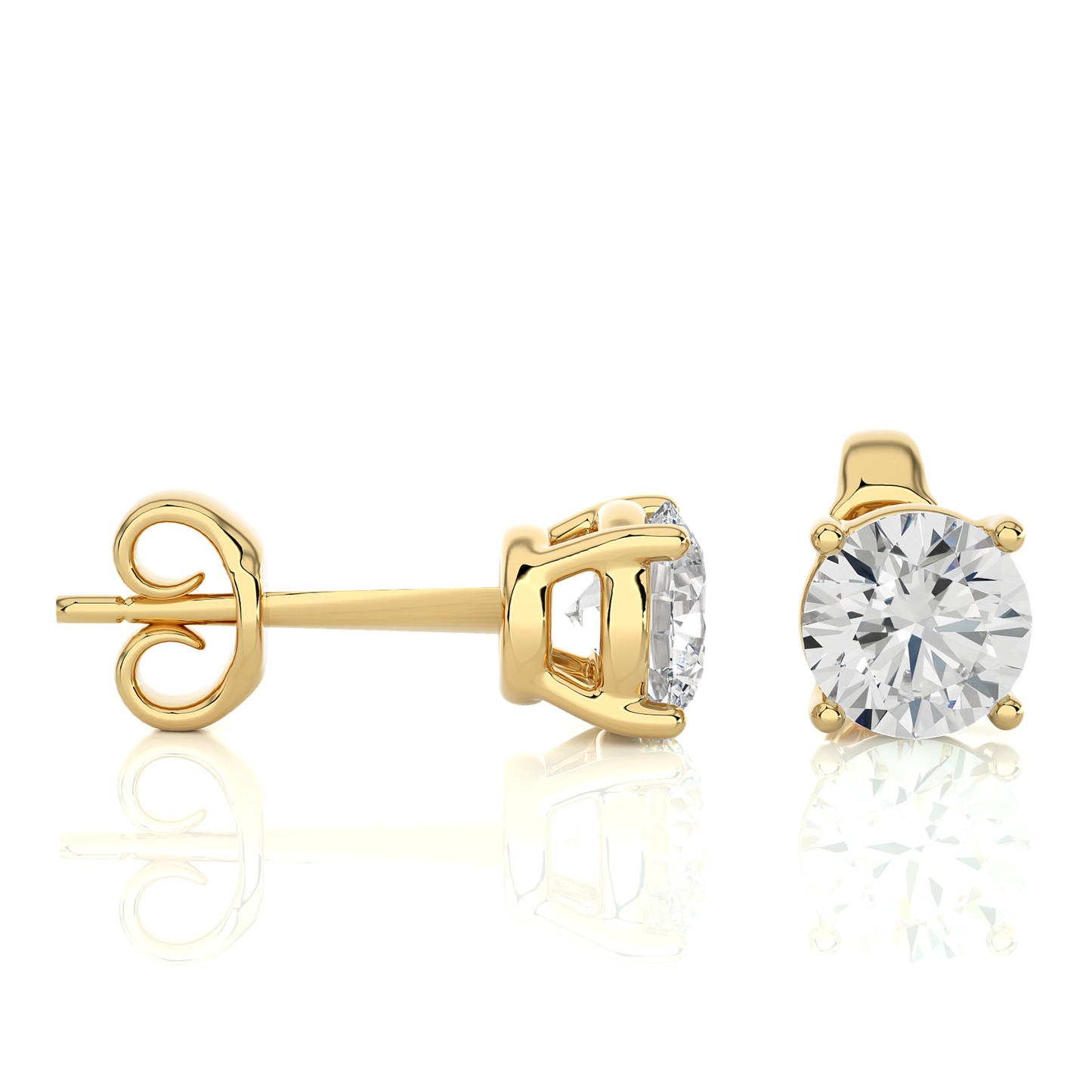 14K White Gold Round Solitaire Stud Earrings