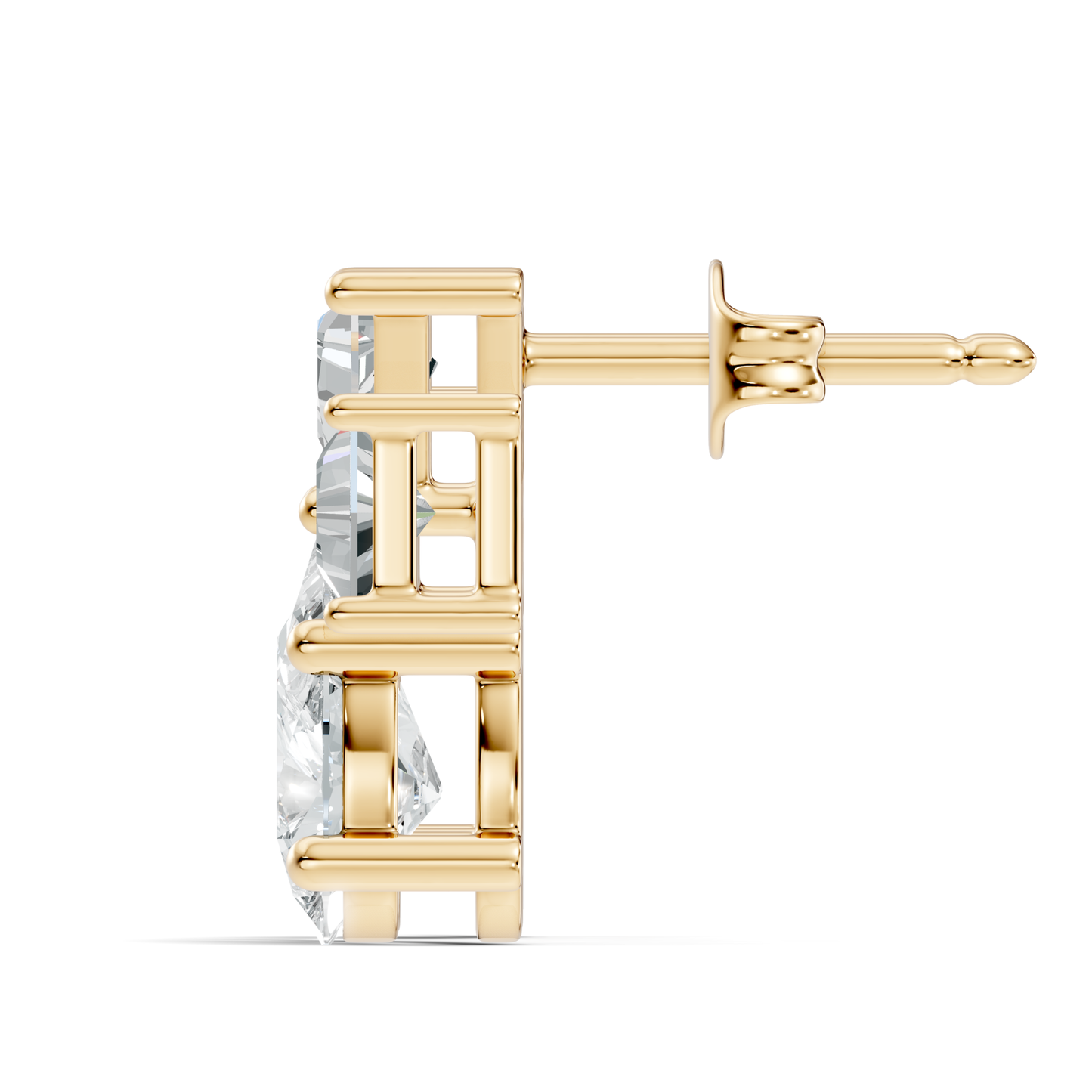 Triangle & Pear Lab Grown Diamond Vinatge Stud Earring
