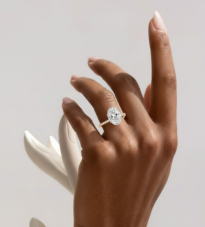 Oval Cut Lab Diamond Solitaire Accent Ring