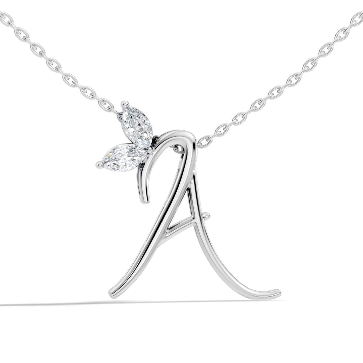Unique Marquise Cut Diamond Pendant In 14K Solid Gold Personalized A Letter Jewelry - HIGHCARAT DIAMONDS