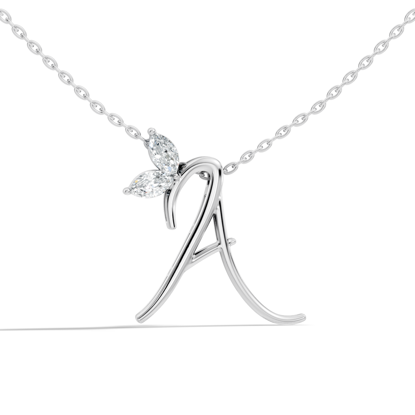 Unique Marquise Cut Diamond Pendant In 14K Solid Gold Personalized A Letter Jewelry - HIGHCARAT DIAMONDS
