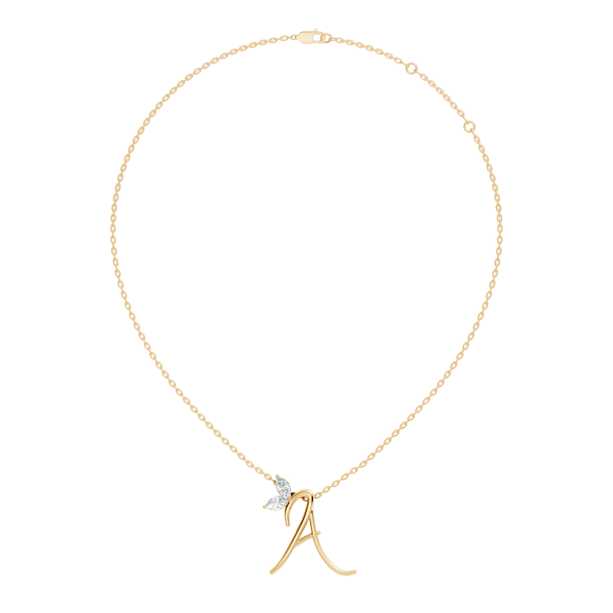 Unique Marquise Cut Diamond Pendant In 14K Solid Gold Personalized A Letter Jewelry - HIGHCARAT DIAMONDS