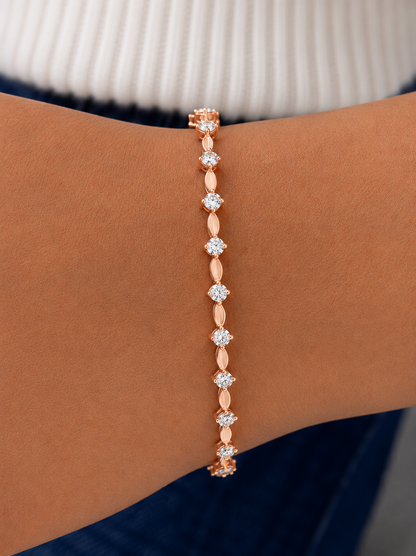 Round Cut Lab Grown Diamond Link Bar Bracelet