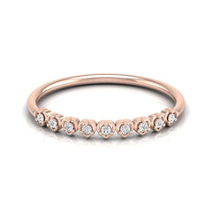 Accented Round Cut Labgrown Diamond Band Ring For Women's in 14KT Solid Rose Gold - HIGHCARAT DIAMONDS