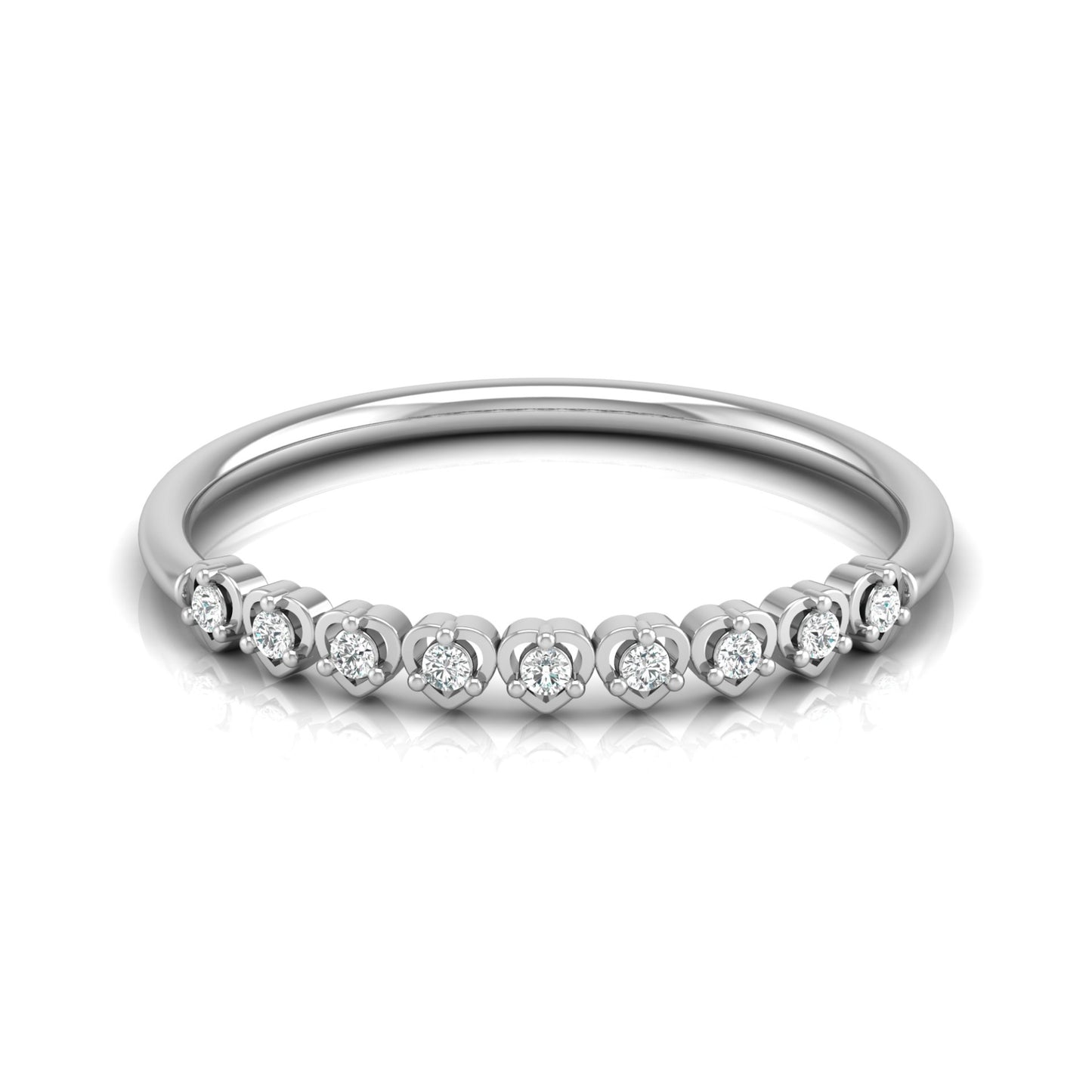 Accented Round Cut Labgrown Diamond Band Ring For Women's in 14KT Solid Rose Gold - HIGHCARAT DIAMONDS