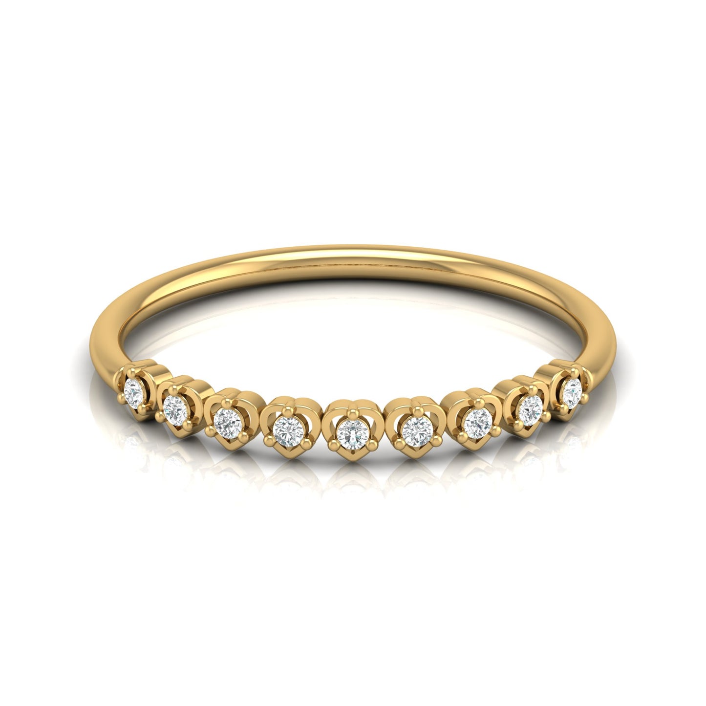 Accented Round Cut Labgrown Diamond Band Ring For Women's in 14KT Solid Rose Gold - HIGHCARAT DIAMONDS