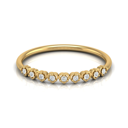 Accented Round Cut Labgrown Diamond Band Ring For Women's in 14KT Solid Rose Gold - HIGHCARAT DIAMONDS
