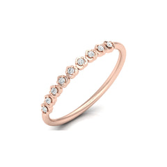 Accented Round Cut Labgrown Diamond Band Ring For Women's in 14KT Solid Rose Gold - HIGHCARAT DIAMONDS
