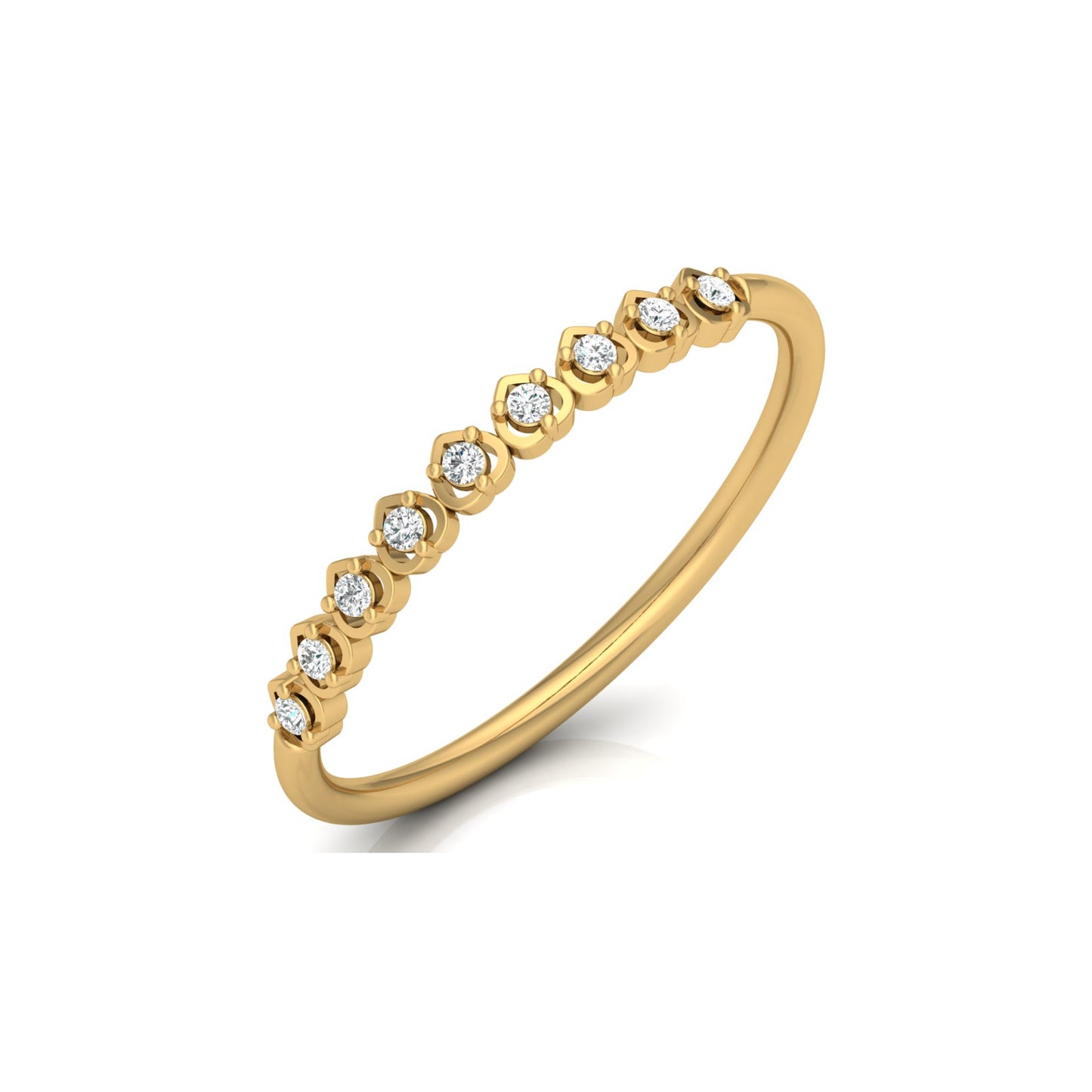Accented Round Cut Labgrown Diamond Band Ring For Women's in 14KT Solid Rose Gold - HIGHCARAT DIAMONDS