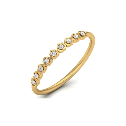 Accented Round Cut Labgrown Diamond Band Ring For Women's in 14KT Solid Rose Gold - HIGHCARAT DIAMONDS