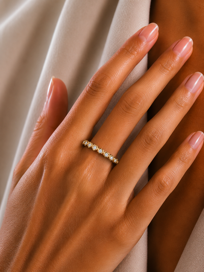 Accented Round Cut Labgrown Diamond Band Ring For Women's in 14KT Solid Rose Gold - HIGHCARAT DIAMONDS