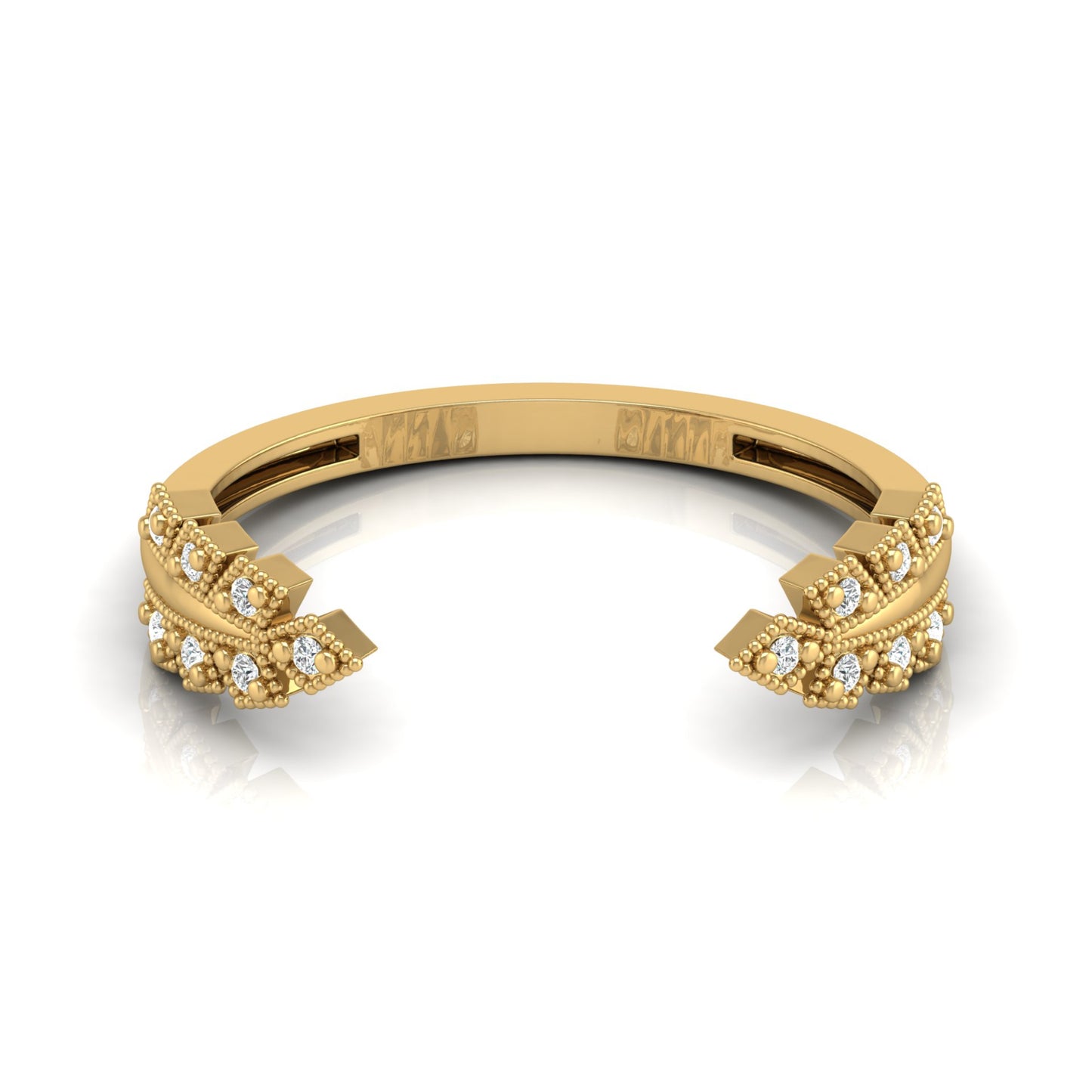 Affordable Open Cuff Band Ring with Round Diamond For Her In 18 KT Solid Gold - HIGHCARAT DIAMONDS