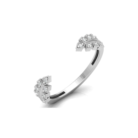 Affordable Open Cuff Band Ring with Round Diamond For Her In 18 KT Solid Gold - HIGHCARAT DIAMONDS