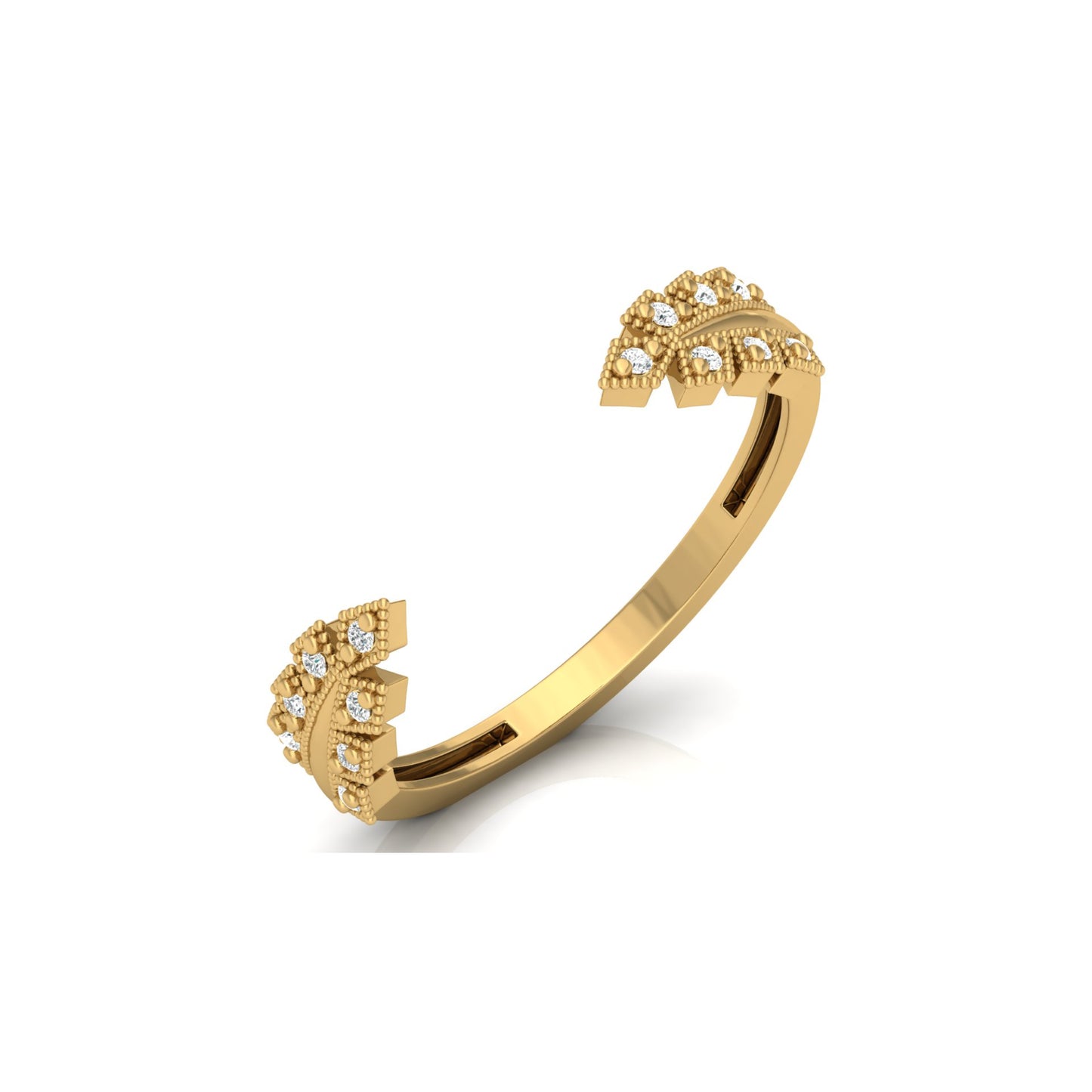 Affordable Open Cuff Band Ring with Round Diamond For Her In 18 KT Solid Gold - HIGHCARAT DIAMONDS