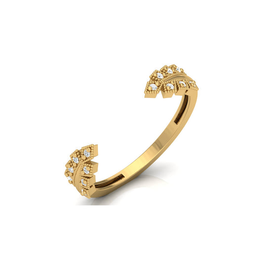 Affordable Open Cuff Band Ring with Round Diamond For Her In 18 KT Solid Gold - HIGHCARAT DIAMONDS