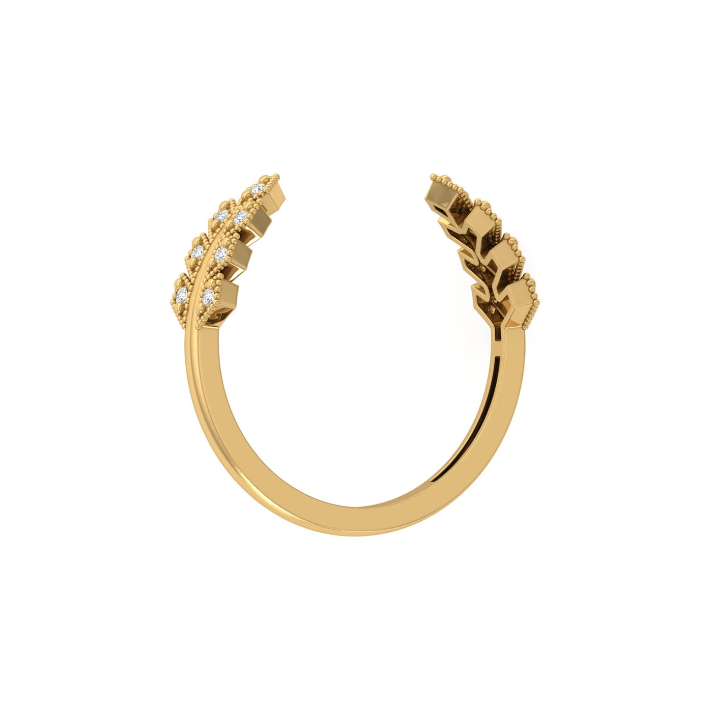 Affordable Open Cuff Band Ring with Round Diamond For Her In 18 KT Solid Gold - HIGHCARAT DIAMONDS