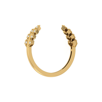 Affordable Open Cuff Band Ring with Round Diamond For Her In 18 KT Solid Gold - HIGHCARAT DIAMONDS
