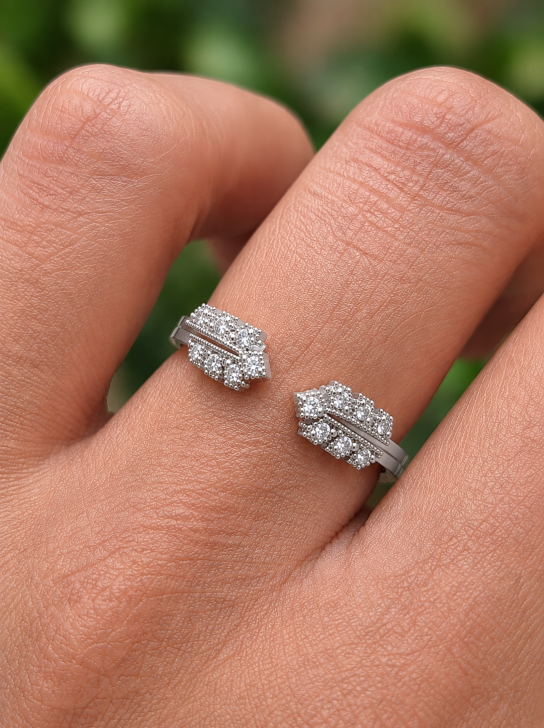 Affordable Open Cuff Band Ring with Round Diamond For Her In 18 KT Solid Gold - HIGHCARAT DIAMONDS