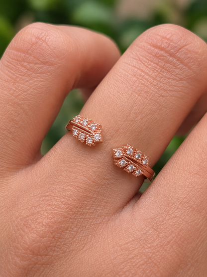 Affordable Open Cuff Band Ring with Round Diamond For Her In 18 KT Solid Gold - HIGHCARAT DIAMONDS