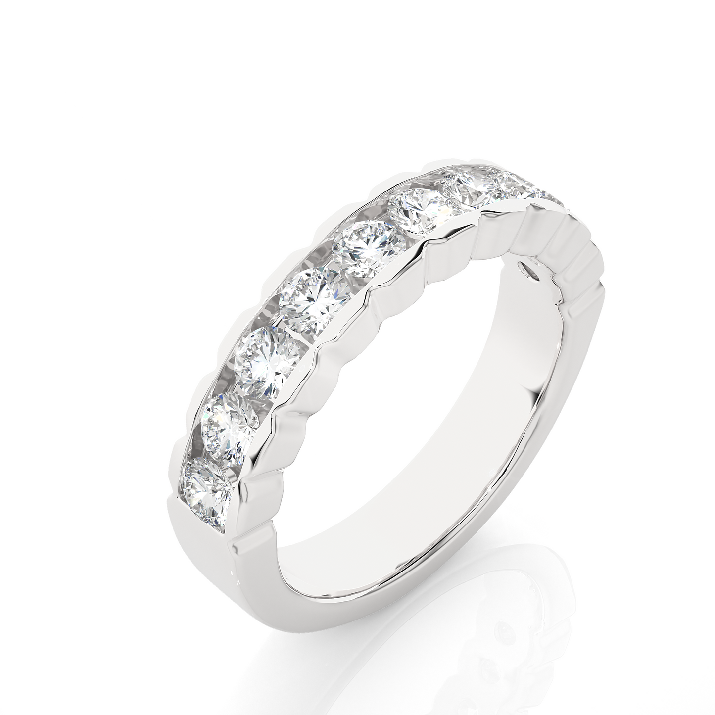 Affordable Round Diamond Half Eternity Wedding Band Ring Elegant Yet Budget Friendly Gift - HIGHCARAT DIAMONDS