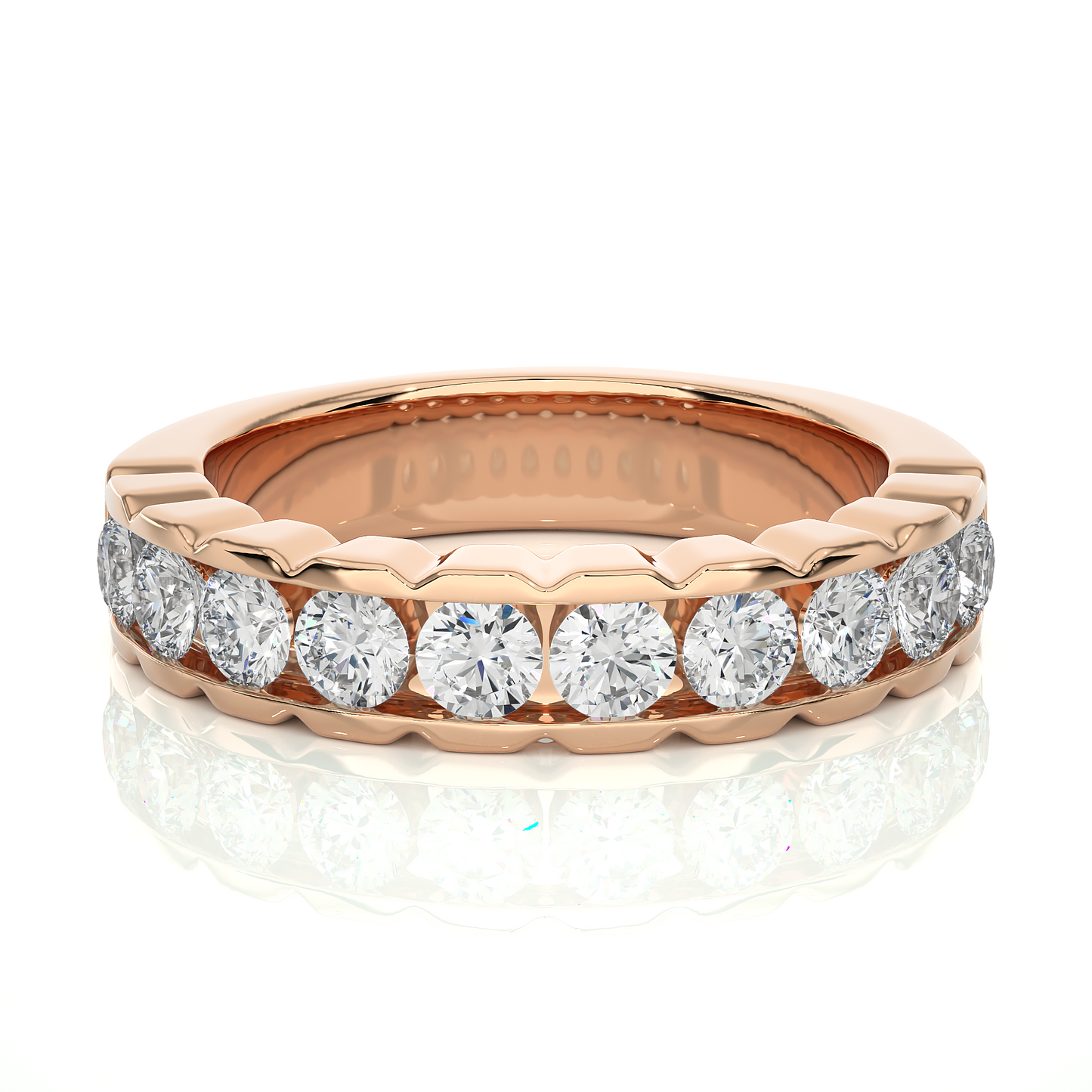 Affordable Round Diamond Half Eternity Wedding Band Ring Elegant Yet Budget Friendly Gift - HIGHCARAT DIAMONDS