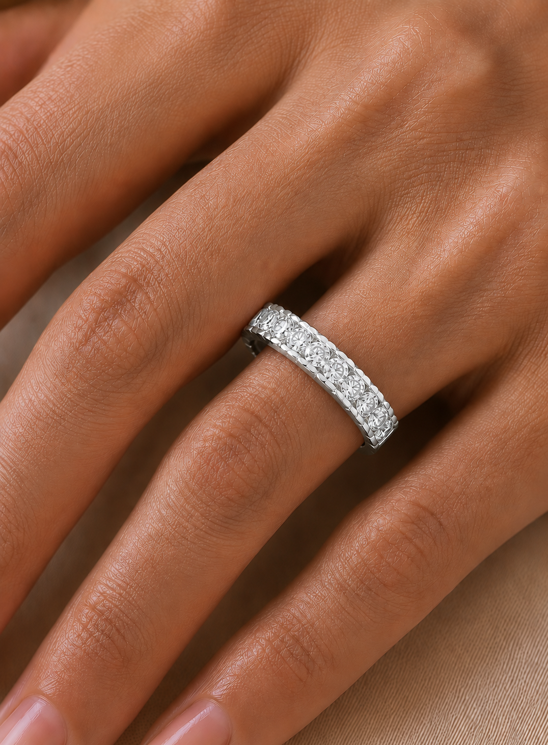 Affordable Round Diamond Half Eternity Wedding Band Ring Elegant Yet Budget Friendly Gift - HIGHCARAT DIAMONDS