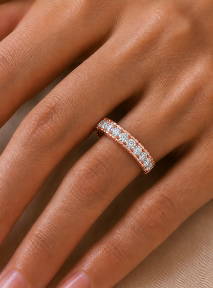 Affordable Round Diamond Half Eternity Wedding Band Ring Elegant Yet Budget Friendly Gift - HIGHCARAT DIAMONDS
