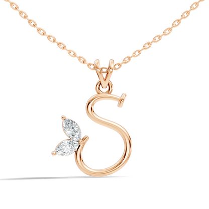 Elegant S Letter Diamond Pendant 0.36 Carat Unisex Jewelry In 14K Solid Yellow Gold - HIGHCARAT DIAMONDS