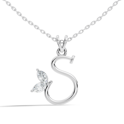 Elegant S Letter Diamond Pendant 0.36 Carat Unisex Jewelry In 14K Solid Yellow Gold - HIGHCARAT DIAMONDS