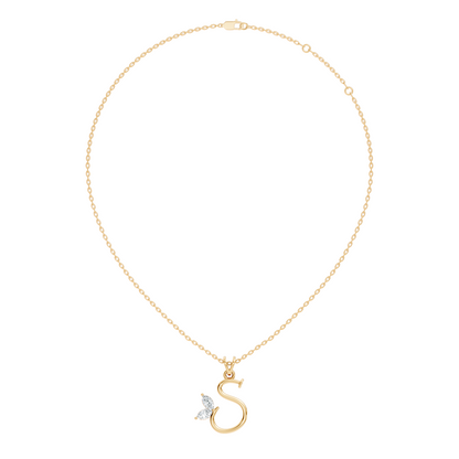 Elegant S Letter Diamond Pendant 0.36 Carat Unisex Jewelry In 14K Solid Yellow Gold - HIGHCARAT DIAMONDS