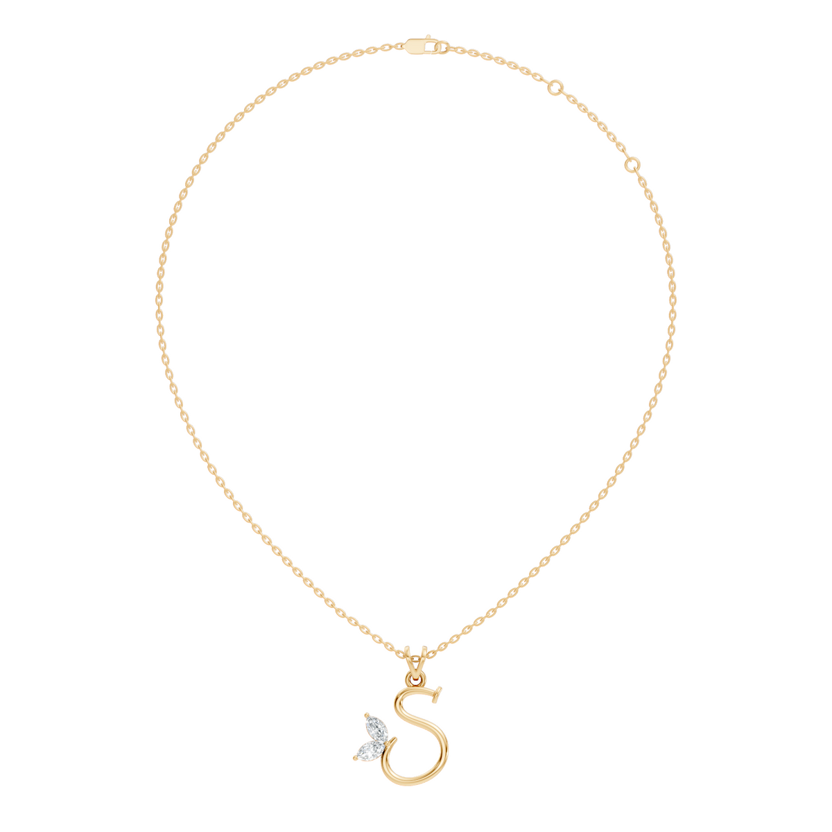 Elegant S Letter Diamond Pendant 0.36 Carat Unisex Jewelry In 14K Solid Yellow Gold - HIGHCARAT DIAMONDS