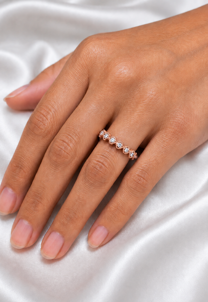 Anniversary Gift Ring For Her 14 KT Solid Rose Gold Diamond Band  Ring  For Your Love - HIGHCARAT DIAMONDS