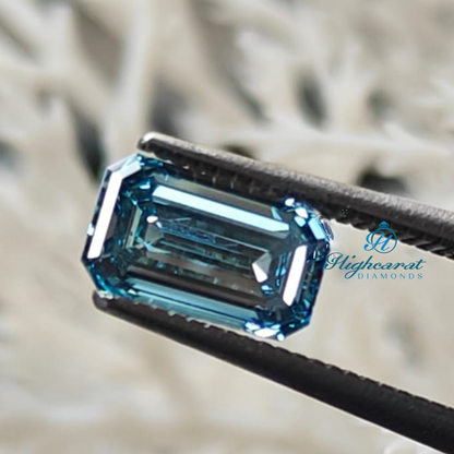 Elegant Emerald Cut Blue Fancy Loose Diamond Vintage Diamond Use For Custom Jewelry - HIGHCARAT DIAMONDS