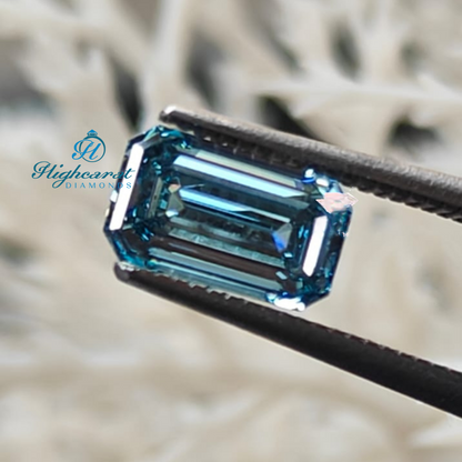Elegant Emerald Cut Blue Fancy Loose Diamond Vintage Diamond Use For Custom Jewelry - HIGHCARAT DIAMONDS