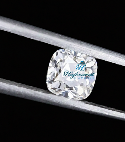 Antique Cushion Old Mine Cut Lab Grown Diamond featuring broad facets and vintage inspired design