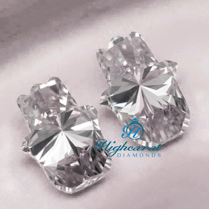 Hamsa Hand Shape Lab Grown Diamond with antique inspired contours and bright reflection