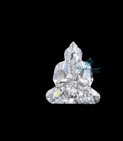 Antique Buddha shape lab grown diamond with detailed spiritual inspired faceting