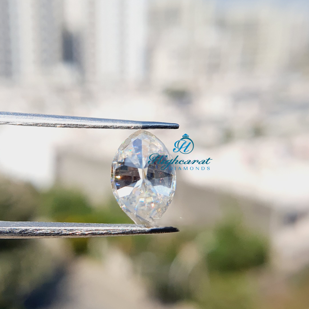 Marquise Old Mine Cut Lab Grown Diamond with antique inspired faceting and balanced brilliance