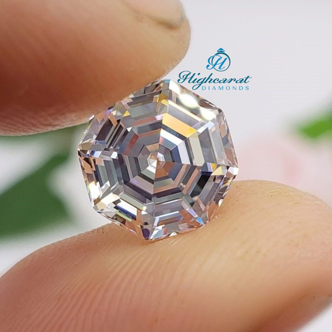 Precision Cut Hexagon Step Diamond featuring structured lines and balanced proportions