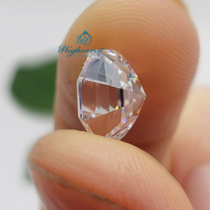 Certified Antique Style Hexagon Cut Lab Grown Diamond with detailed symmetry and polished finish