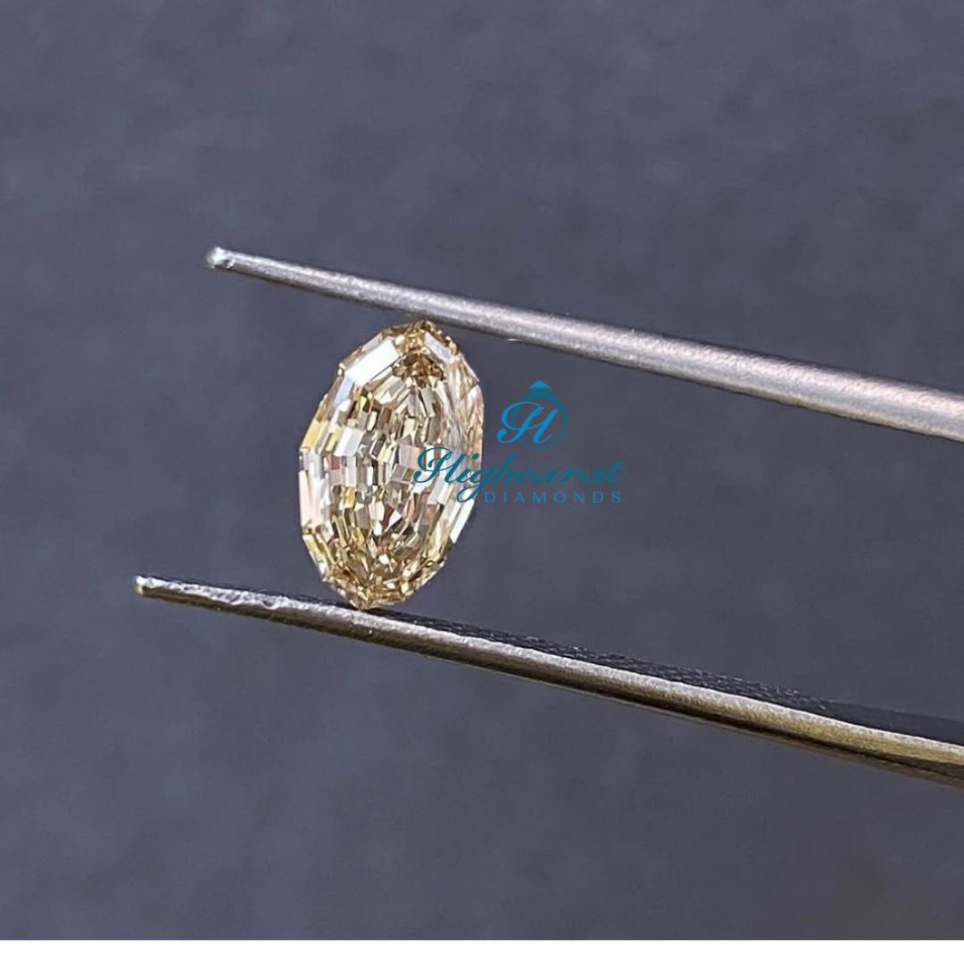 Oval Step Cut Lab Grown Diamond with antique inspired structure and clean reflections