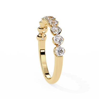 Art Deco Round Cut Lab Grown Diamond Half Eternity Elegant Cluster Stunning Daily Wear Band Gift For Her - HIGHCARAT DIAMONDS