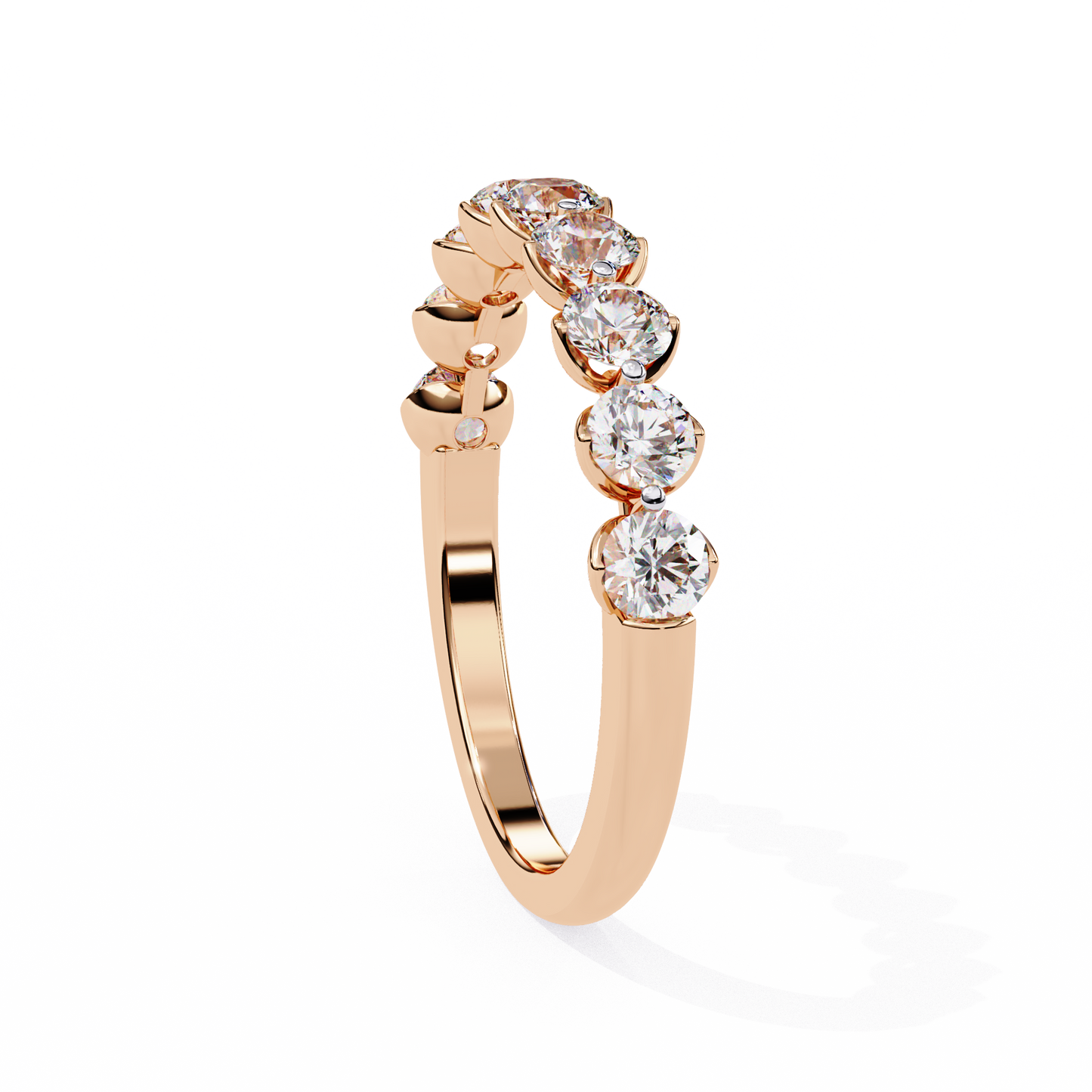 Art Deco Round Cut Lab Grown Diamond Half Eternity Elegant Cluster Stunning Daily Wear Band Gift For Her - HIGHCARAT DIAMONDS