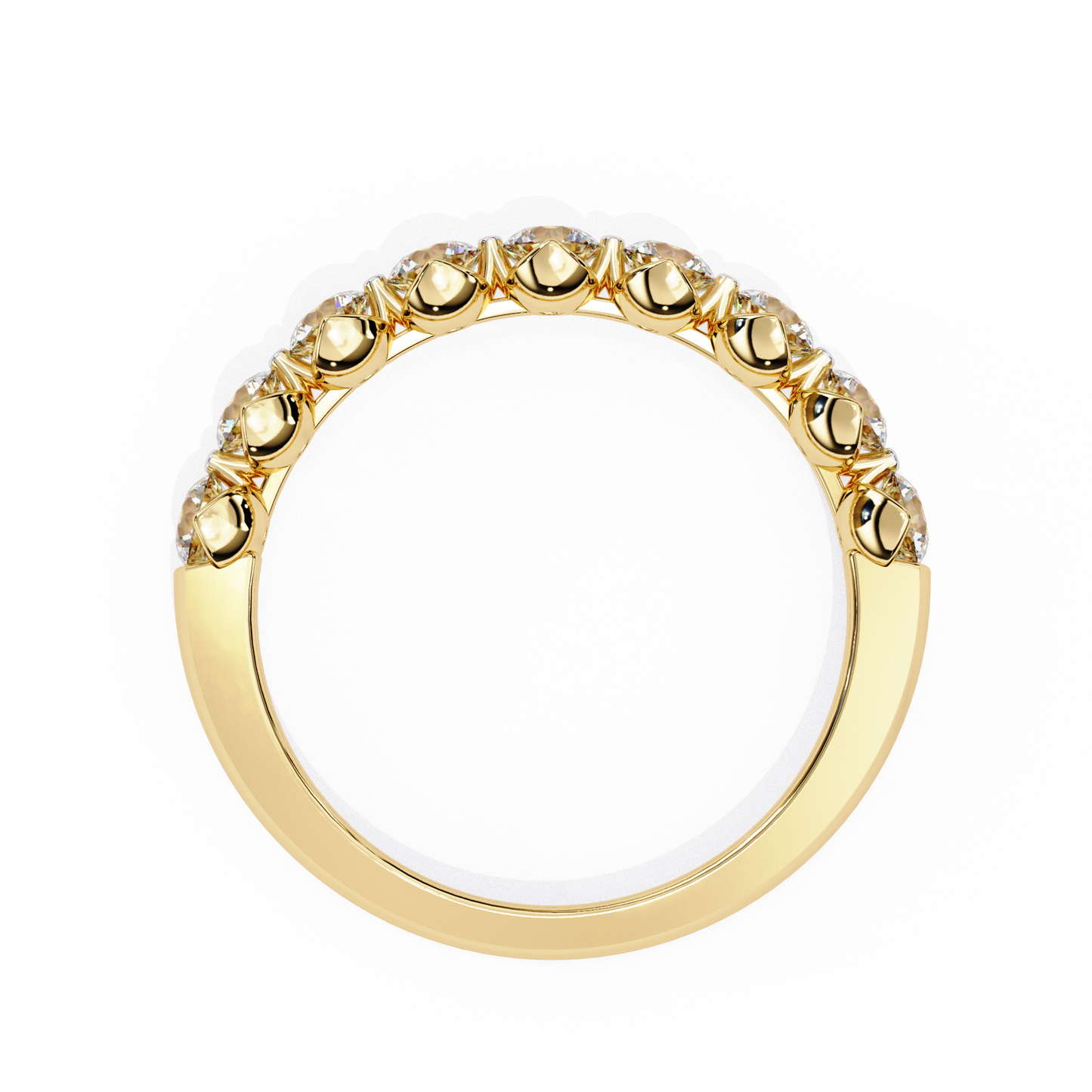 Art Deco Round Cut Lab Grown Diamond Half Eternity Elegant Cluster Stunning Daily Wear Band Gift For Her - HIGHCARAT DIAMONDS